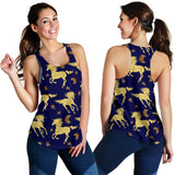 Unicorn Gold Pattern Women Racerback Tank Top