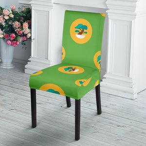 Bonsai Pattern Green Background Dining Chair Slipcover