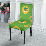 Bonsai Pattern Green Background Dining Chair Slipcover