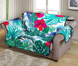 Blue Parrot Hibiscus Pattern Loveseat Couch Cover Protector