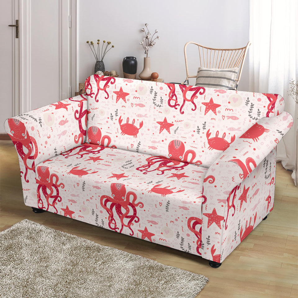 Octopus  Crab Starfish Pattern Loveseat Couch Slipcover