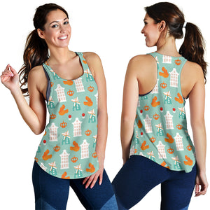 Windmill Pattern Theme Women Racerback Tank Top