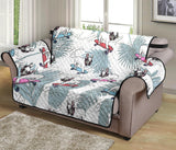 French Bulldog Skating Pattern Loveseat Couch Cover Protector