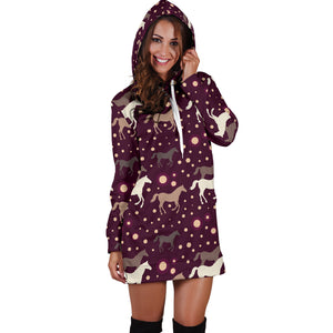 Horse Pattern Background Women Hoodie Dress