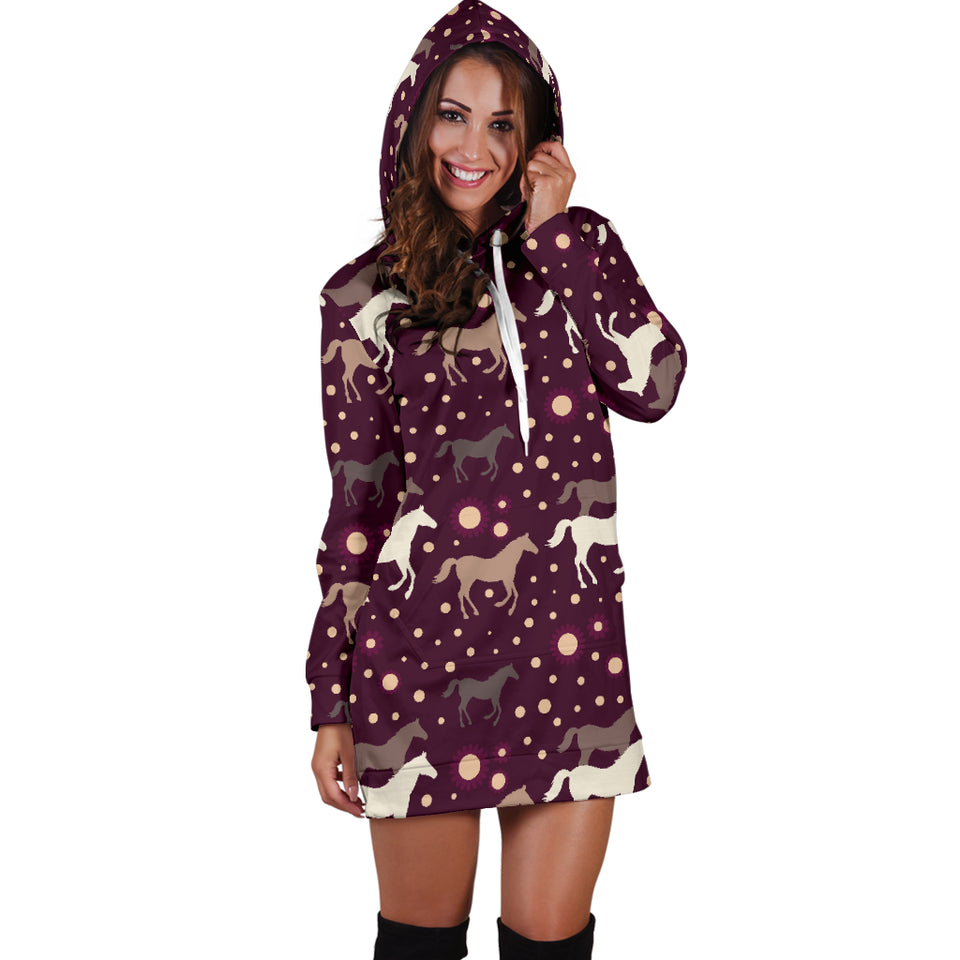 Horse Pattern Background Women Hoodie Dress