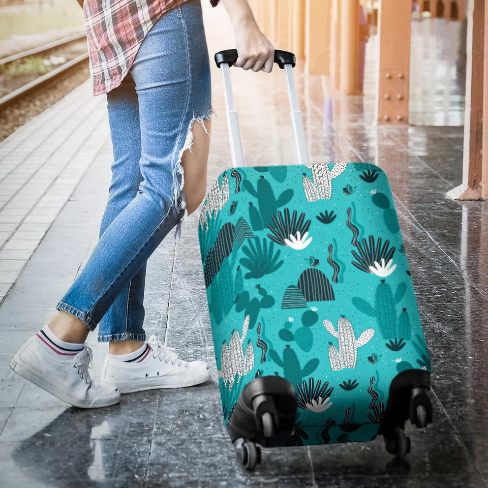 Green Cactus Pattern Luggage Covers