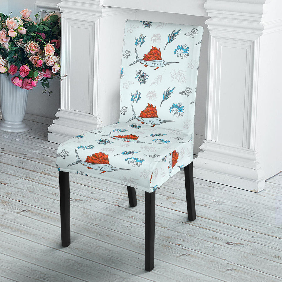 Swordfish Pattern Print Design 03 Dining Chair Slipcover