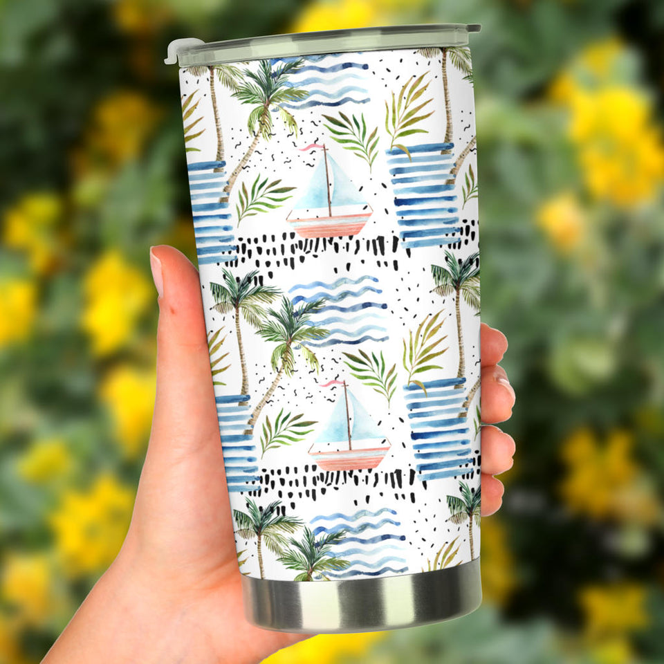 Sailboat Pattern Theme Tumbler