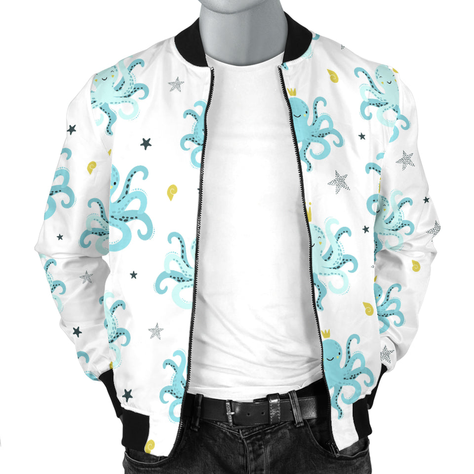 Octopus Blue Pattern Men Bomber Jacket