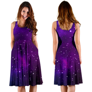 Pink Space Galaxy Pattern4 Sleeveless Midi Dress