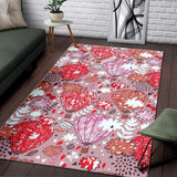 Red Pink Hot Air Balloon Pattern Area Rug