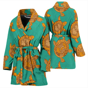 Sea Turtle Tribal Aboriginal Pattern Women Bathrobe