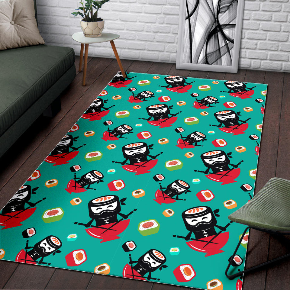 Ninja Sushi Pattern Area Rug