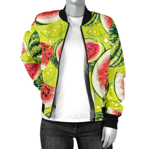 Watermelon Theme Pattern Women Bomber Jacket