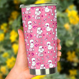 Poodle Pink Heart Pattern Tumbler