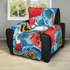 Bee Red and Blue Hibiscus Pattern Recliner Cover Protector