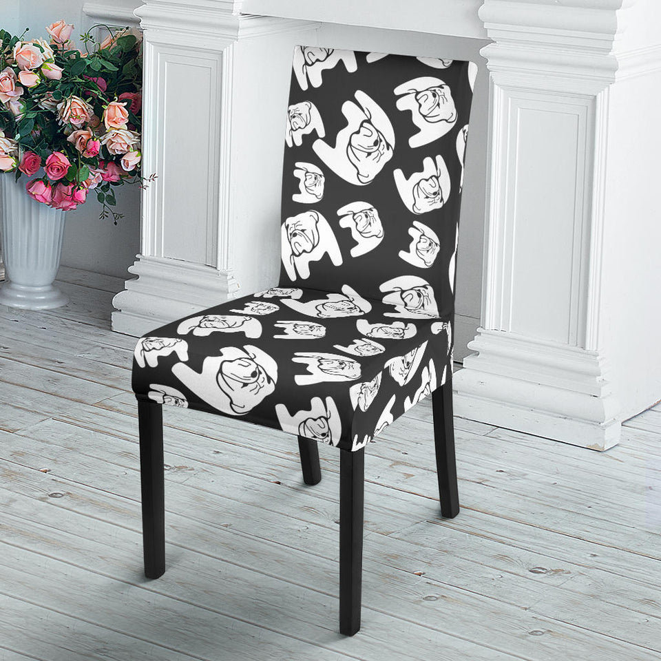 English Bulldog Pattern Print Design 02 Dining Chair Slipcover
