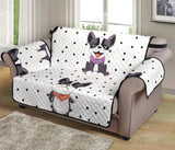 Cute Boston Terrier Pokka Dot Pattern Loveseat Couch Cover Protector