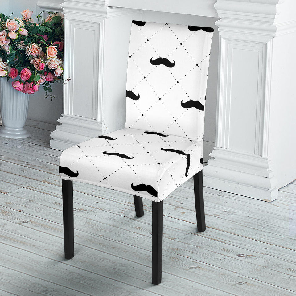 Mustache Beard Pattern Print Design 04 Dining Chair Slipcover