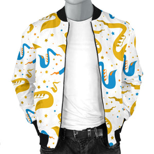 Saxophone Pattern Men Bomber Jacket