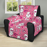 Poodle Pink Heart Pattern Recliner Cover Protector