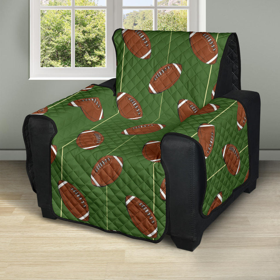 American Football Ball Pattern Green Background Recliner Cover Protector