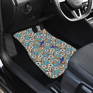 Hummingbird Pattern Print Design 02 Front and Back Car Mats