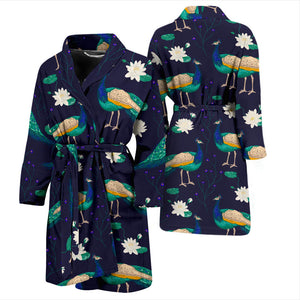 Peacock Flower Pattern Men Bathrobe