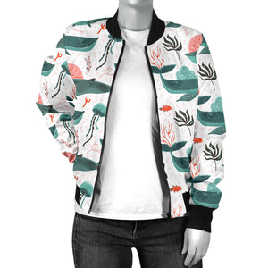 Whale Jelly Fish Pattern  Women Bomber Jacket