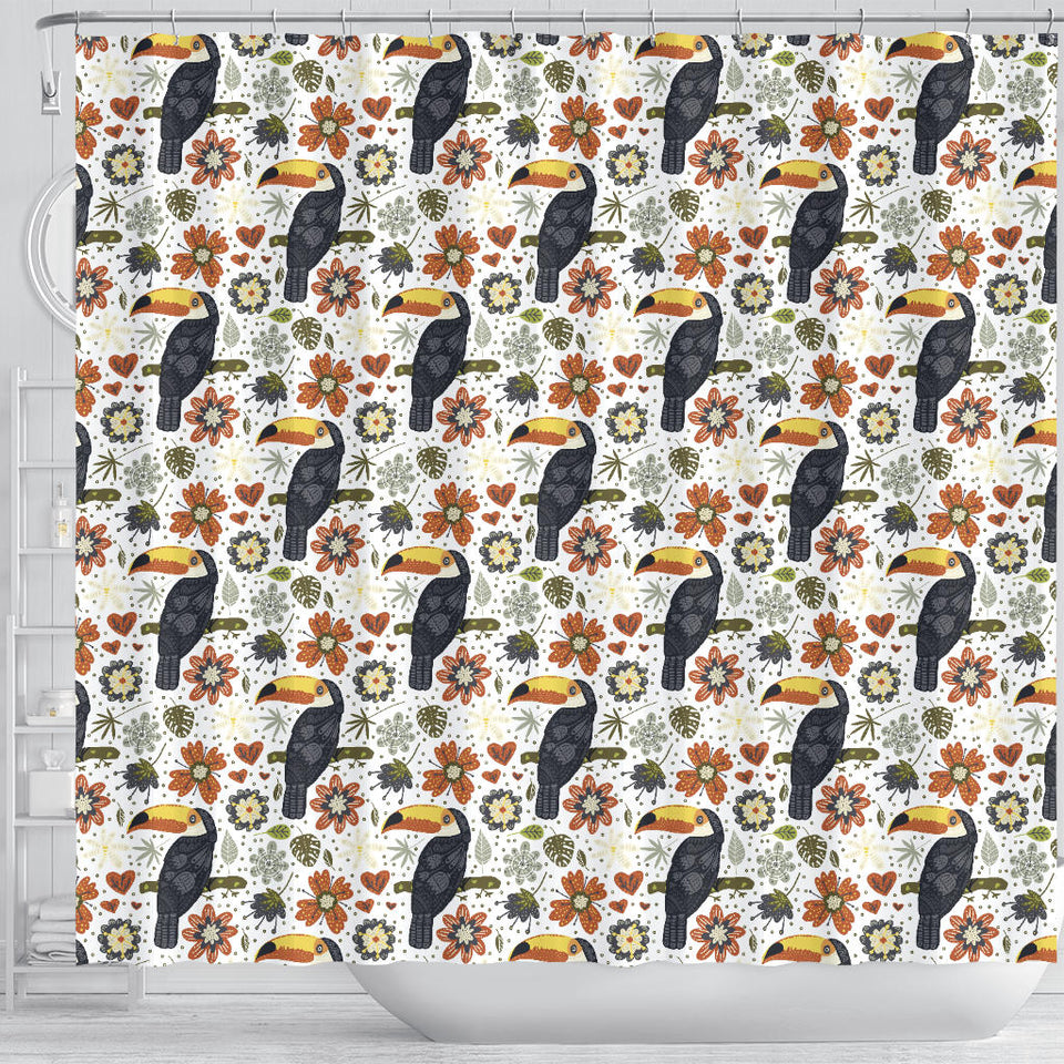 Toucan Flower Pattern Shower Curtain Fulfilled In US