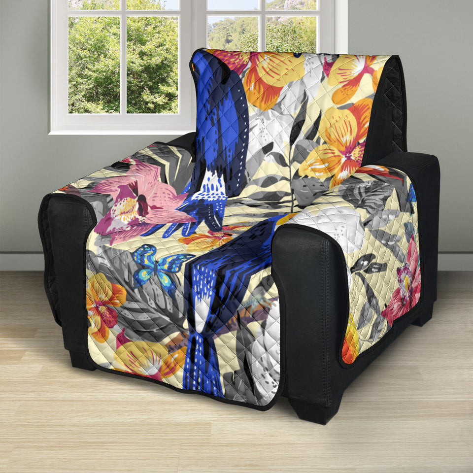 Toucan Leaves Flower Pattern Recliner Cover Protector