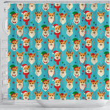 Christmas Corgi Pattern Shower Curtain Fulfilled In US