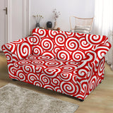 Red and White Candy Spiral Lollipops Pattern Loveseat Couch Slipcover