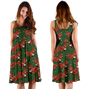 Squirrel Pattern Print Design 03 Sleeveless Midi Dress