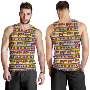 Rhino African Afro Dashiki Adinkra Kente Pattern Men Tank Top