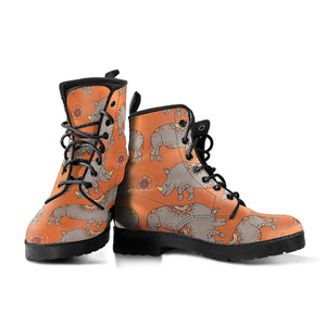 Rhino Pattern Theme Leather Boots