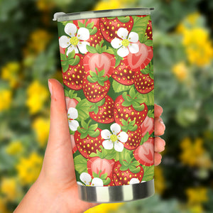 Strawberry Leaves Flower Pattern Tumbler