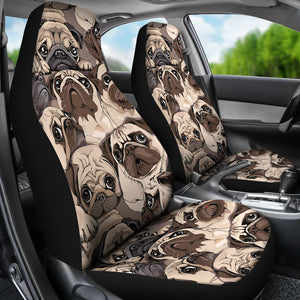 Pug Pattern Background Universal Fit Car Seat Covers