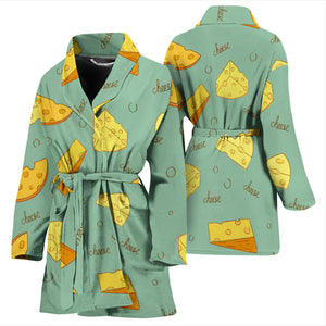 Cheese Pattern Background Women Bathrobe