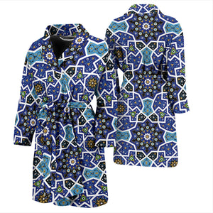 Blue Arabic Morocco Pattern Men Bathrobe