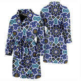 Blue Arabic Morocco Pattern Men Bathrobe
