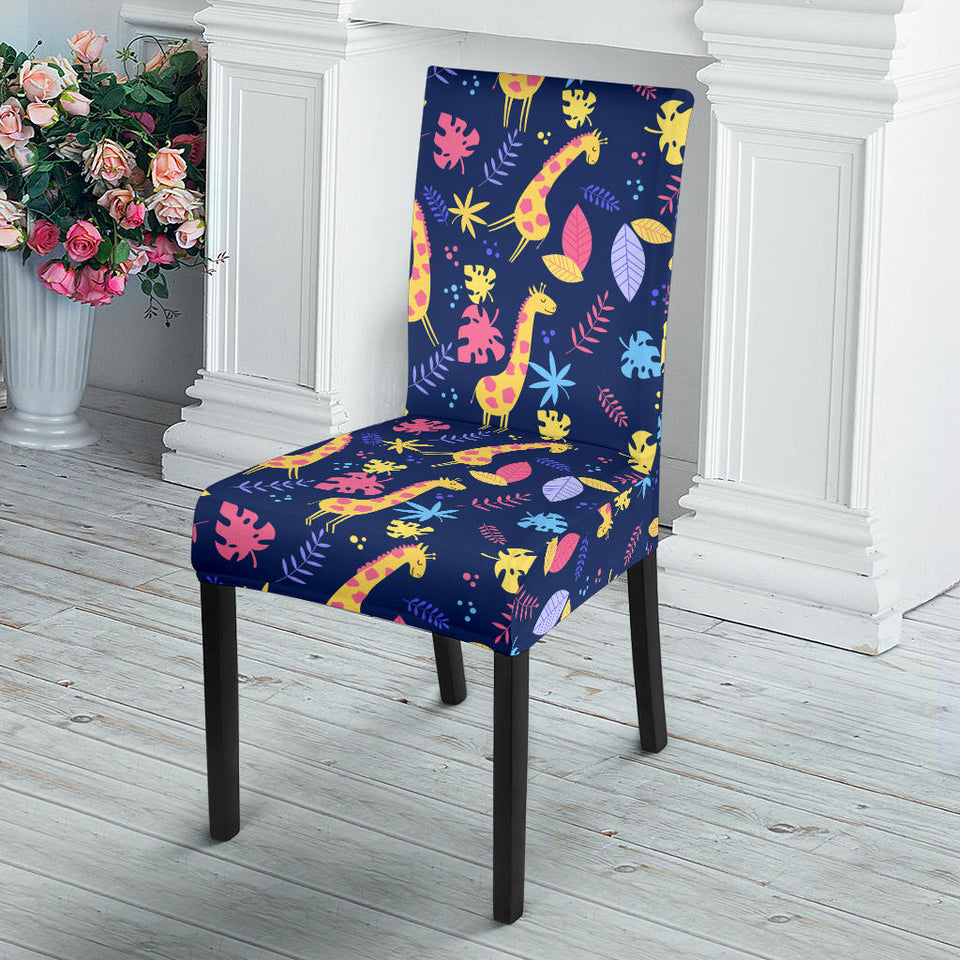 Giraffe Pattern Print Design 04 Dining Chair Slipcover