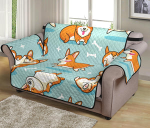 Cute Corgi Pattern Loveseat Couch Cover Protector