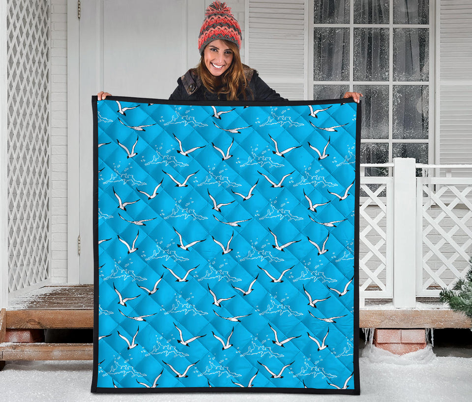 Seagull Pattern Print Design 05 Premium Quilt