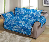 Dolphin Tribal Blue Pattern  Loveseat Couch Cover Protector