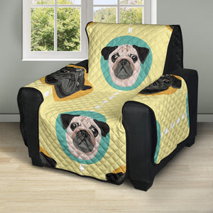 Pug Head Pattern Recliner Cover Protector