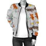 Swimming Fish Otter Pattern Women Bomber Jacket