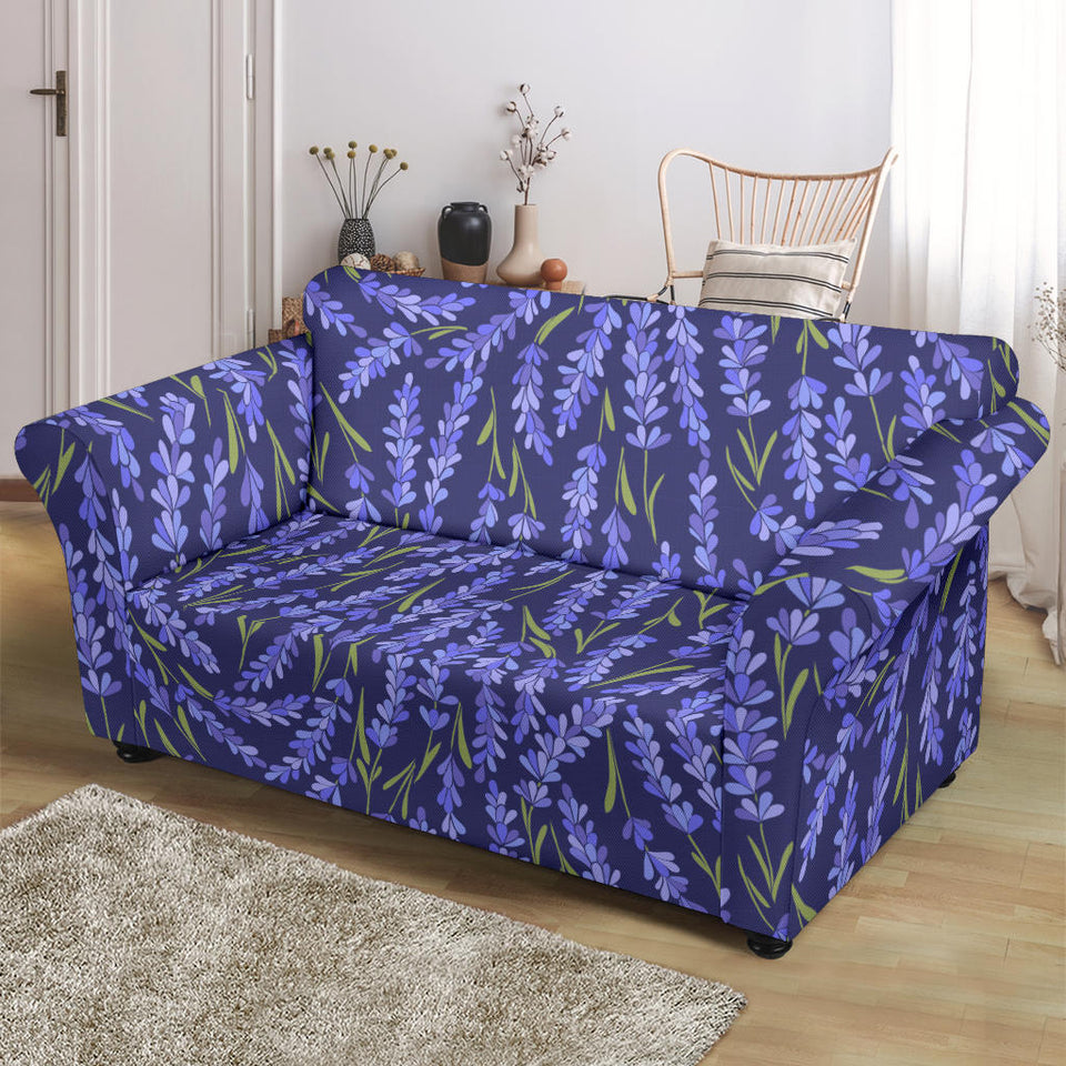 Lavender Theme Pattern Loveseat Couch Slipcover