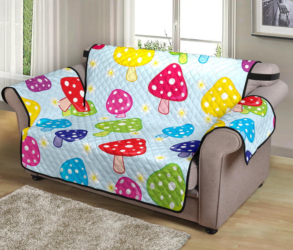 Colorful Mushroom Pattern Loveseat Couch Cover Protector