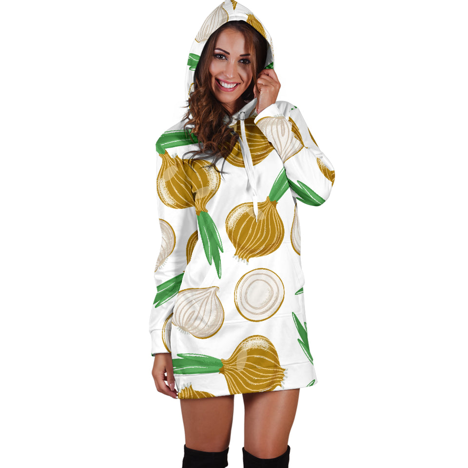 Onion Pattern Background Women Hoodie Dress